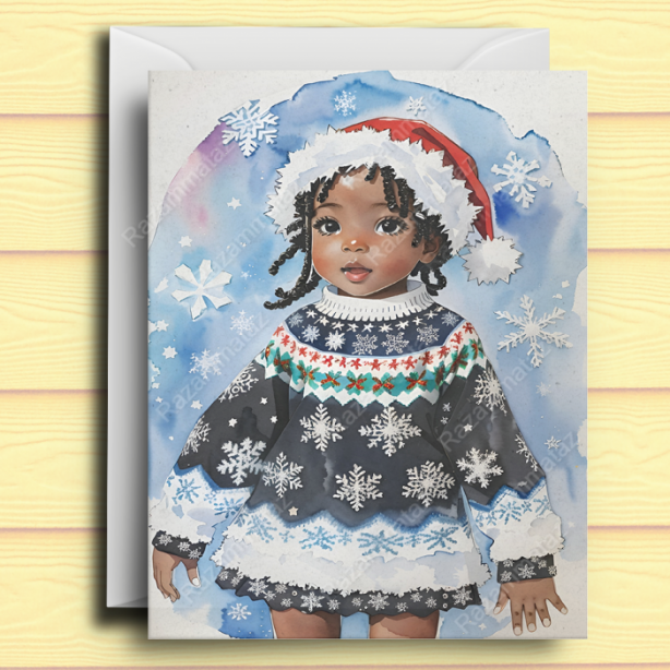 Black Girl J Christmas Card